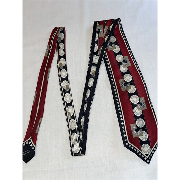 Roffe Dress Tie Mens Size 60" Multicolor Geometric 100% Silk Designer - Picture 4 of 12